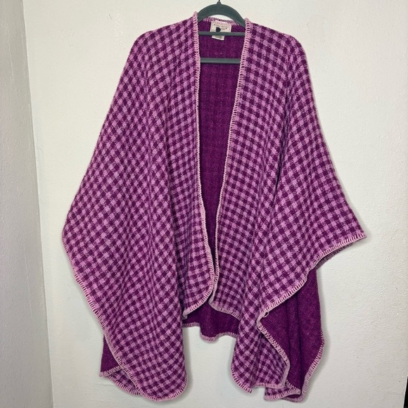 Sweaters - Boyne Valley Weavers Irish Checkered Poncho One Size